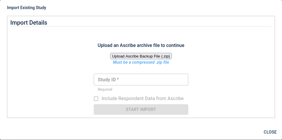 Import From Ascribe Screen