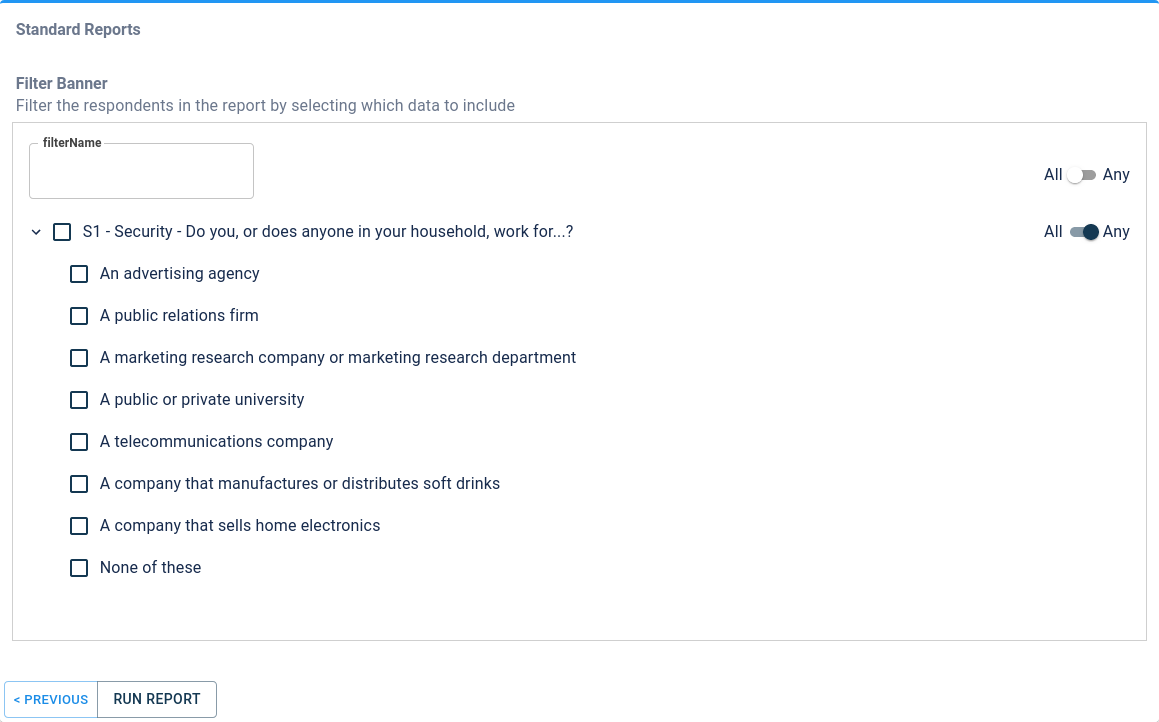 Edit Filters for Report